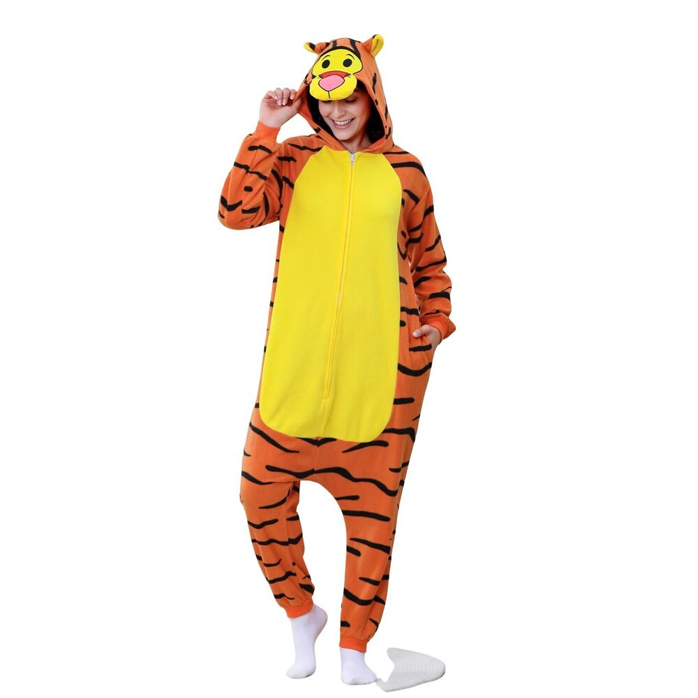 1596 Adult Onesie Pajamas Animal Tiger Halloween Cosplay Costume One-piece